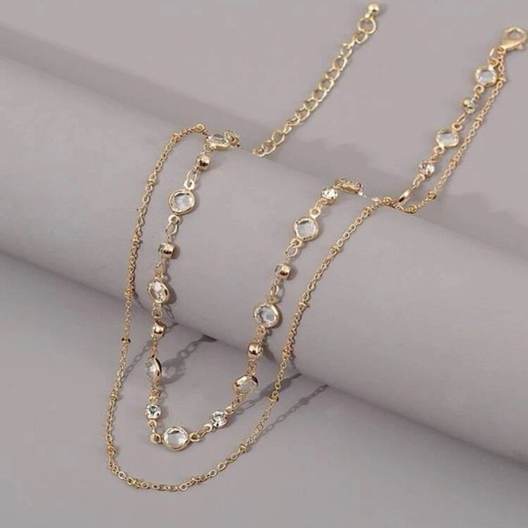 Jewelry - Transparent Rhinestones Layered Necklace